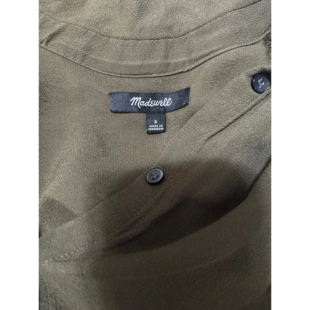 MADEWELL Central Shirt Short Sleeve Button Up Womens S Green Minimalist Blouse - Picture 4 of 5